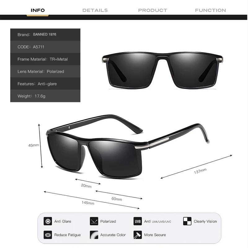 NEW TR90 frame HD Polarized Oculos fashion Men women Sunglasses UV400 Protection cool male Sun Glasses male driving shades