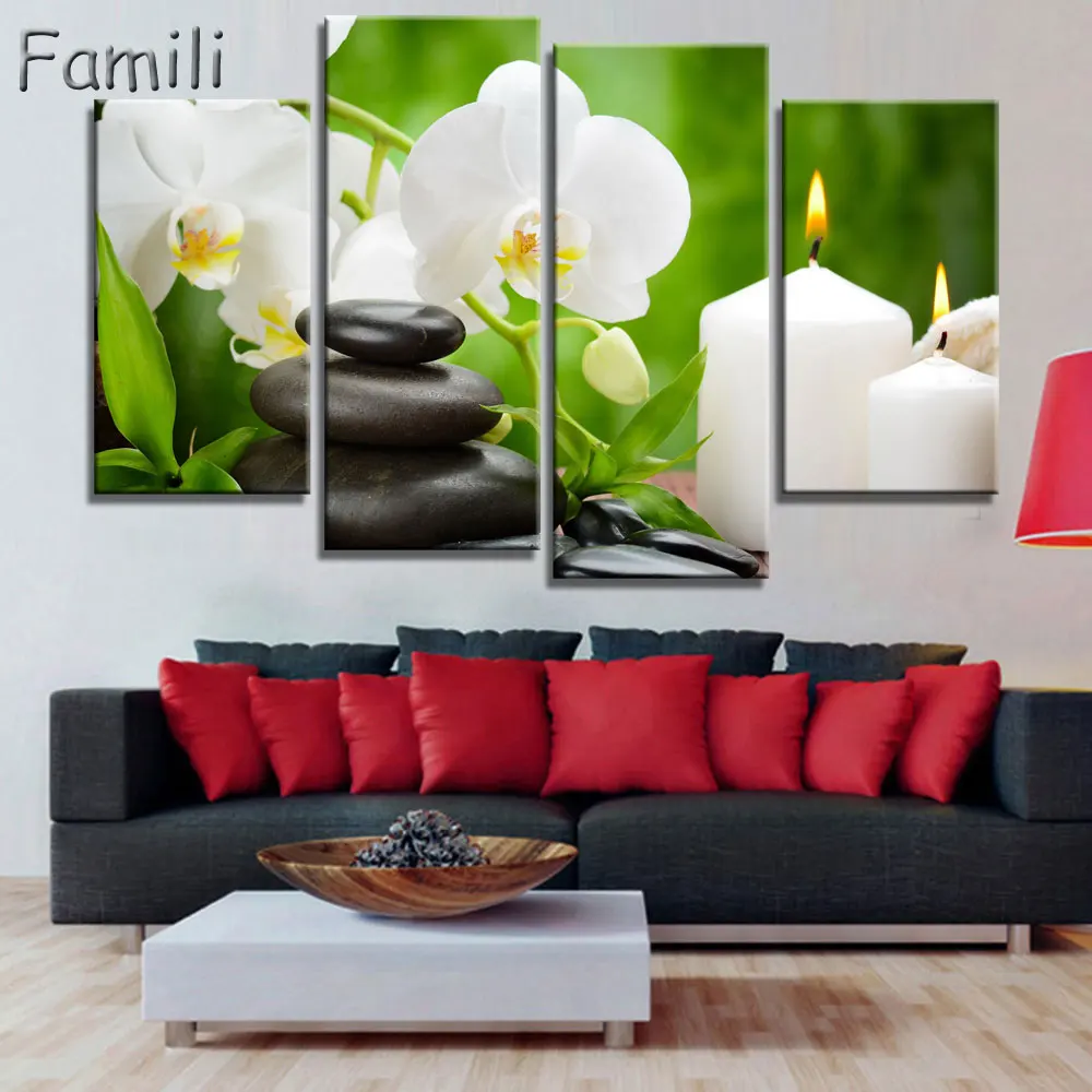 4 шт. настенные картины на холсте с орхидеями без рамки|pictures on the wall|pictures wallmodular