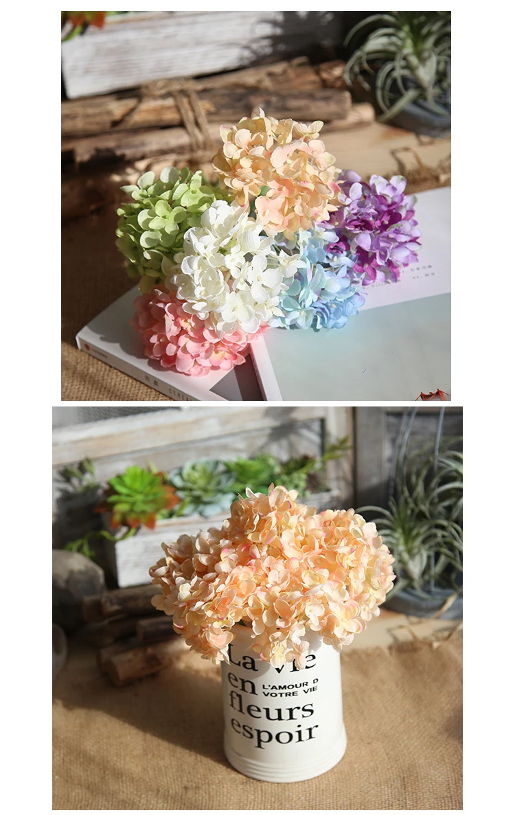 pink silk hydrangeas artificial flowers wedding flowers for bride hand silk Hydrangea fake flowers white home decoration (6)