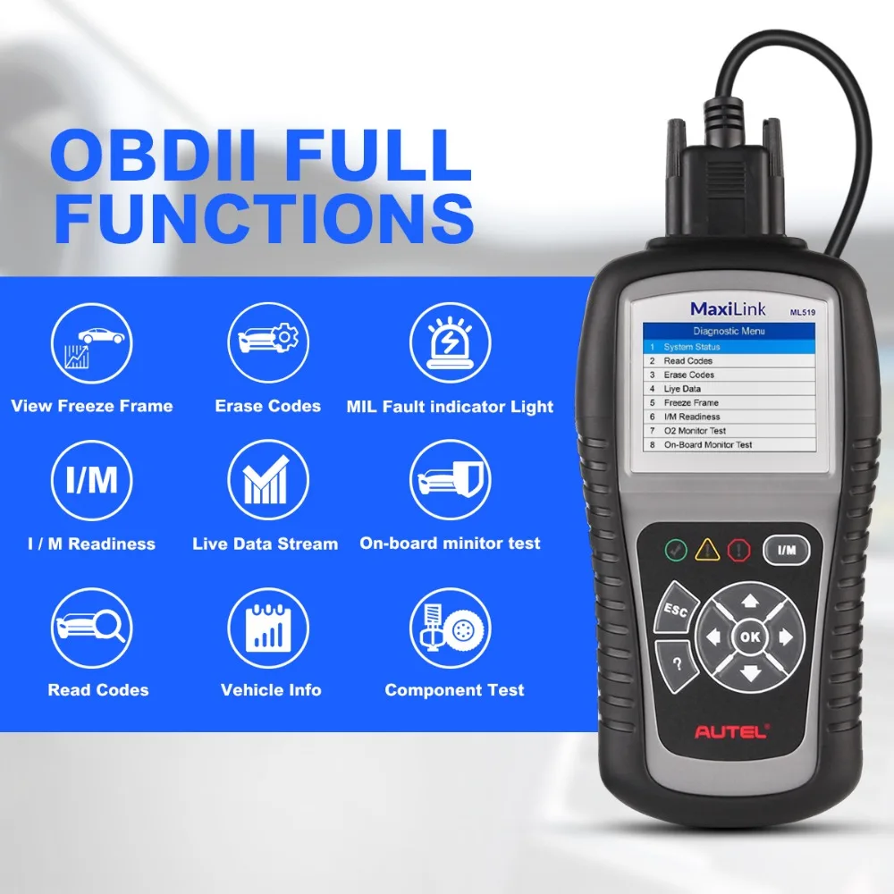 Autel MaxiLink ML519 OBD2 автомобильный сканер диагностический инструмент Eobd obdii obd ii OBD 2
