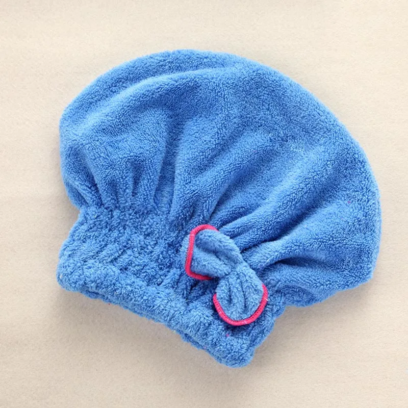 Быстрое высыхание волос микрофибра Ванна спа бантик обертывание Полотенце шапка для ванной Аксессуары для ванной HG99 - Цвет: Синий