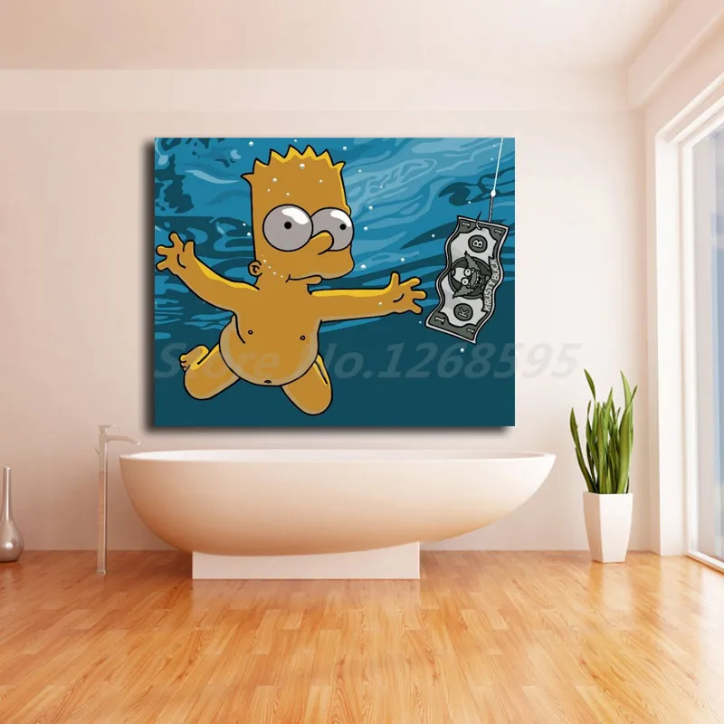 Деньги Nirvanaes пародия Барт Simpsoning обои Искусство Холст плакат живопись Настенная картина принт украшение для дома спальни без рамки