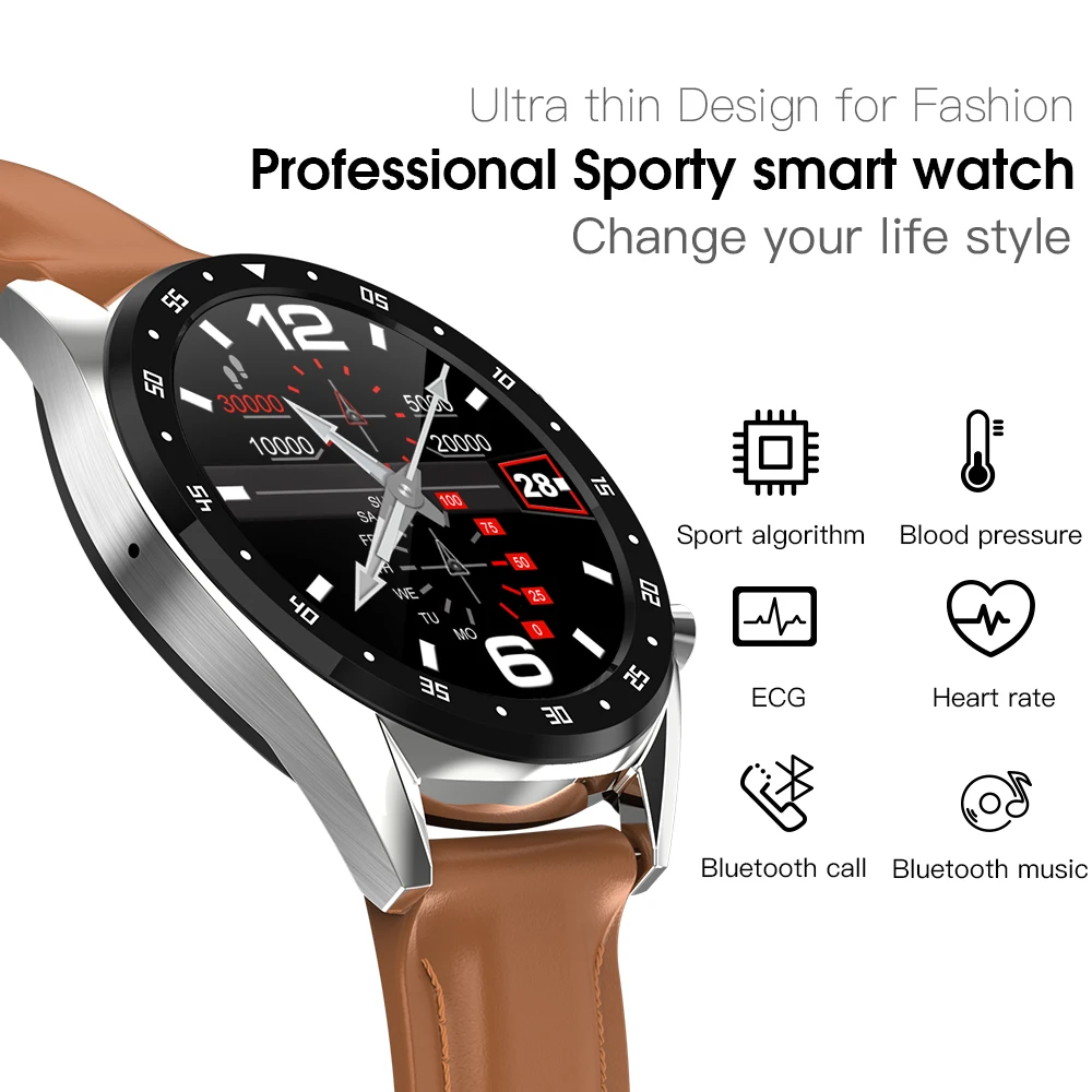 L7 Смарт-часы для мужчин, мониторинг сердечного ритма, кровяного давления, шагомер, фитнес-трекер, IP68 водонепроницаемый с Bluetooth, умные часы