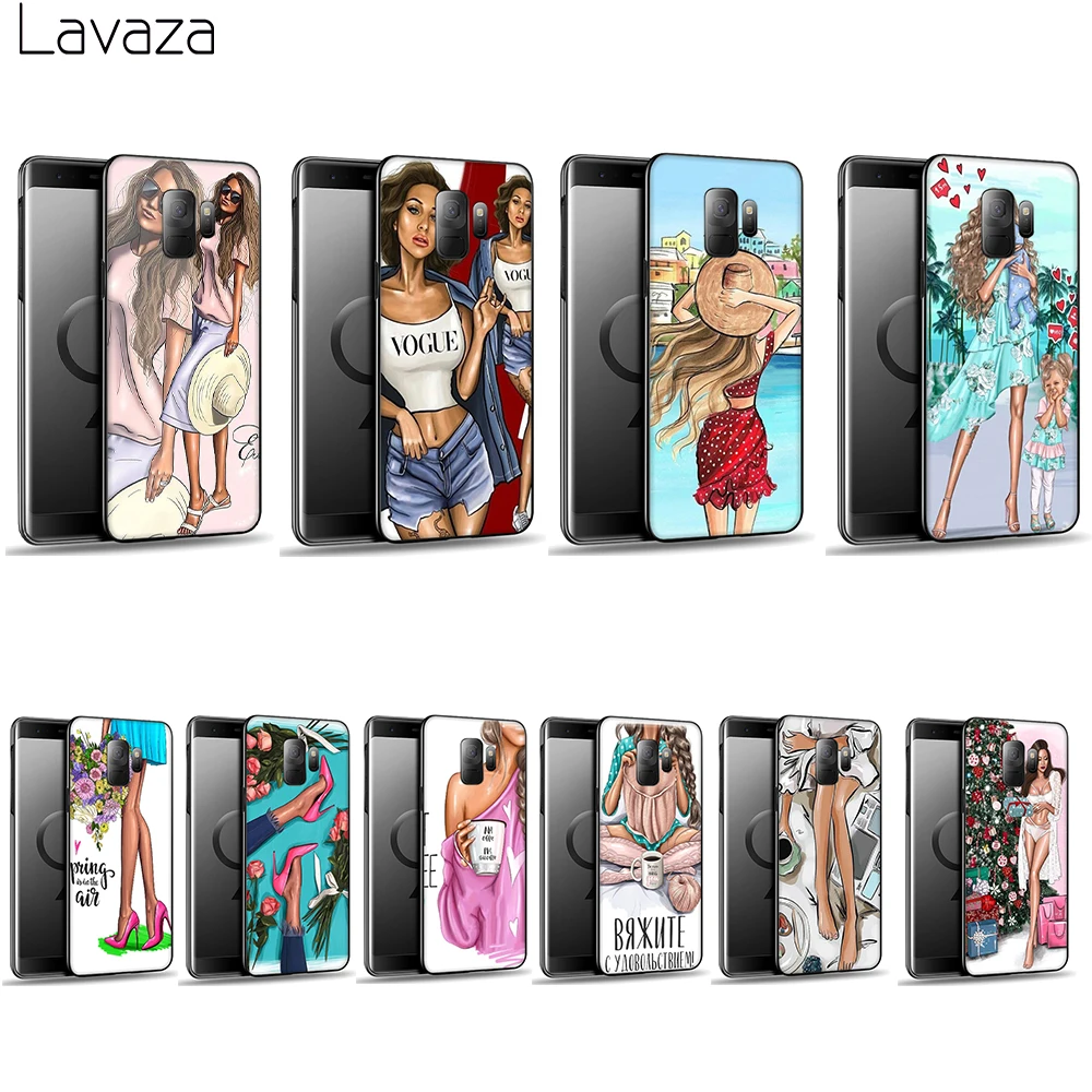 

Lavaza Brown Hair Baby Mom Girl Soft Case for Galaxy A3 A5 2016 2017 A6 plus A7 A8 A9 J6 2018 A10 30 40 50 70