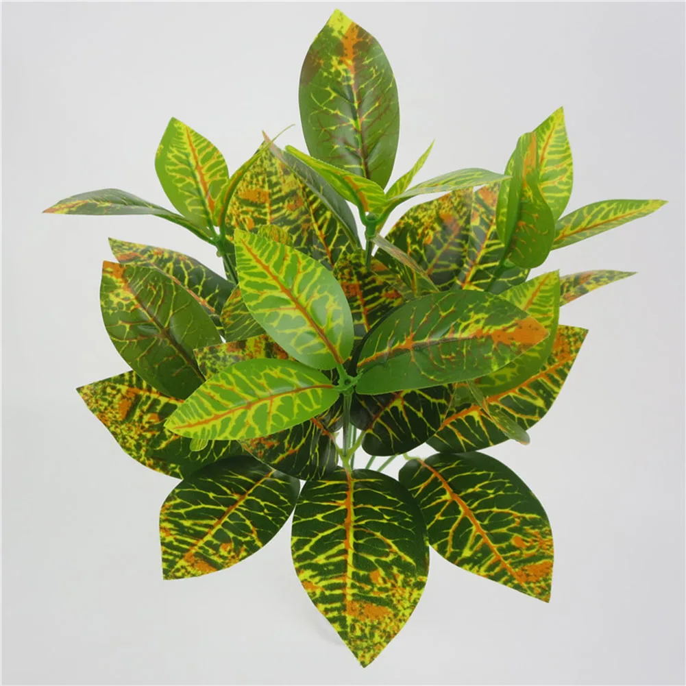 

33cm 7 Forks Artificial Plants Grass Plastic Flower Artificial Turtle Leaves Wall Green plant accessories material Potted Plant