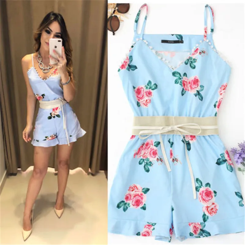 Новый Повседневное свободные глубокий v образным вырезом Playsuit Кружево до Для