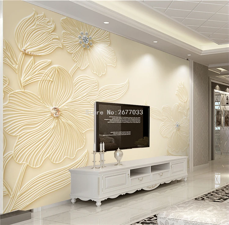 Современный алмаз цветок стена-фон с ювелирными украшениями ткань обои Гостиная ТВ диван 3D рельеф обои домашний декор настенные покрытия
