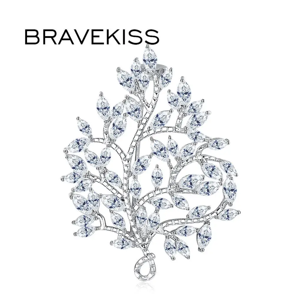

BRAVEKISS Large Vintage Maple Leaf Brooch Pin Plant Costume Jewelry For Women Wedding Party Banquet Brooches Christmas BUX0032
