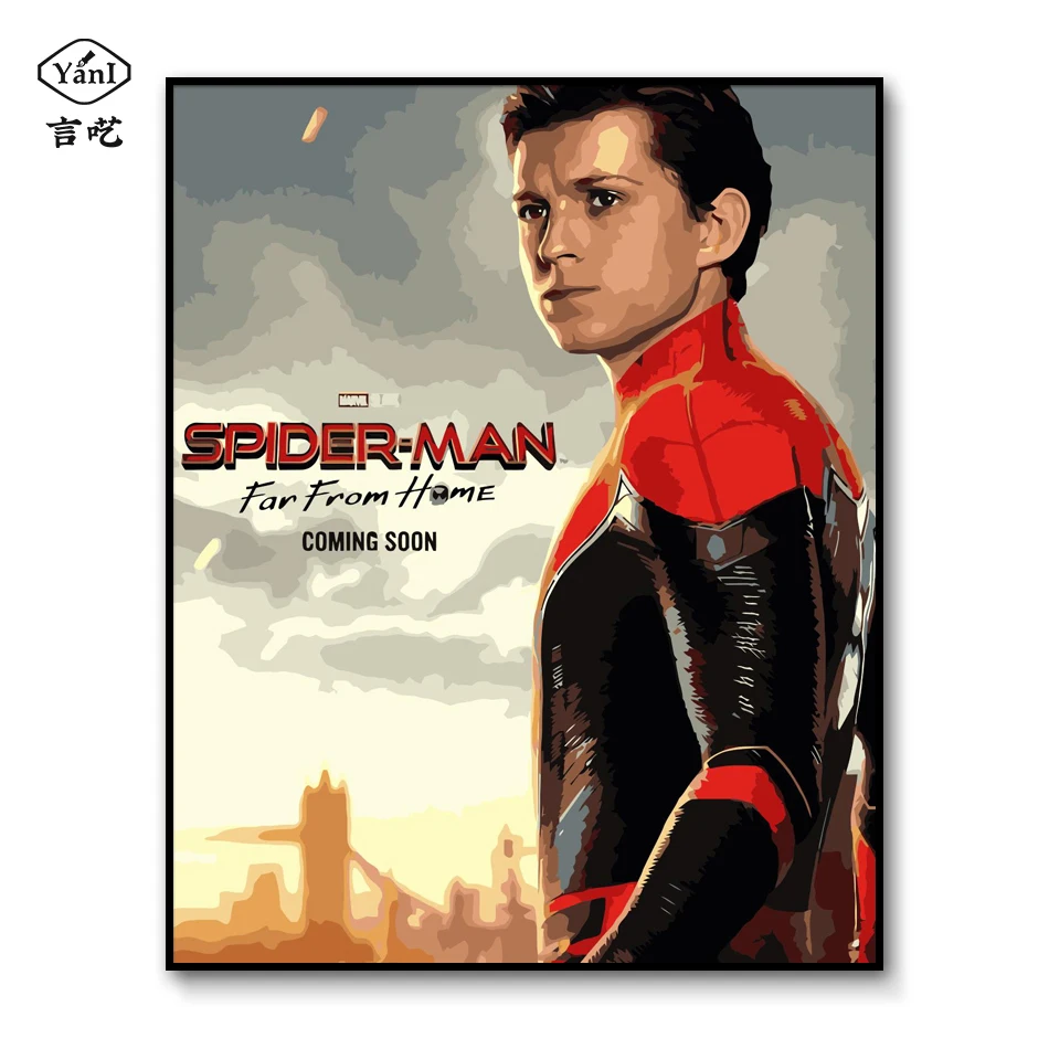 

Spider Man Homecoming Poster Tom Holland Pictures by Numbers Movies Wall Art Pictures By Numbers On Canvas The Avengers Poster
