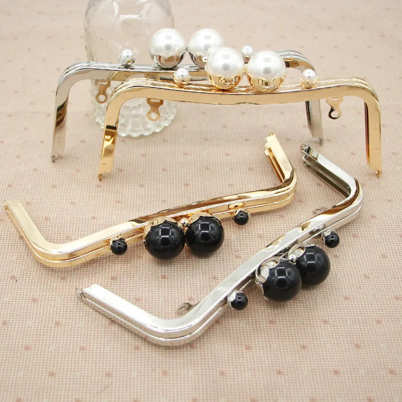 

Size 20 CM Pearl Color Big Ball Clasp Metal Purse Frame Bag Hanger Handle DIY Accessories Wholesale Coin Purse Frame Obag Handle