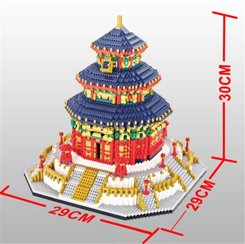 Международно известная архитектура Китай Храм Неба в Пекине мини сделай сам алмаз, строительные блоки, игрушки для детей подарок без коробки