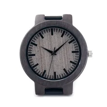 Black Male Wood Watch for Men Engraved Wooden Wristwatch with Genuine Leather Groomsmen gift