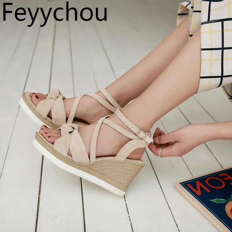 

Women's Sandals Super High Heel Flock Peep Toe Ankle Strap Wadges Buckle Platform 2019 Summer New Sexy Fashion Sweet Casual Pink