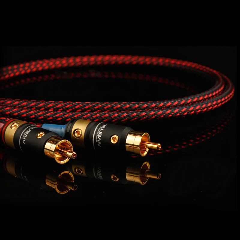 XiaoFan X5 Single Crystal Copper Speaker 2 RCA Double Lotus Head Audio Cable 2 to 2 Audio Amplifier Signal Cable Free Shipping