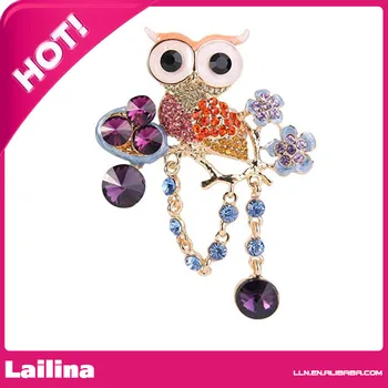 

Flower Owl Bird Nest Baby Egg Brooch Purple Crystal Brooch Pin
