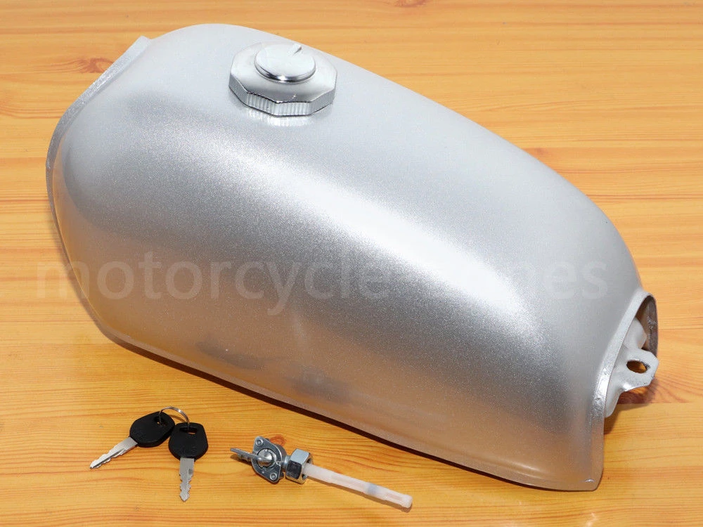 Body & Frame Vintage Silver Cafe Racer Fuel Gas Tank & Tap For Honda