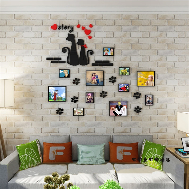 

Cat Footprint Family Photo Frames DIY Acrylic Wall Sticker Decals Home Decor Living Room Wall Posters Bedroom Wallpaper XS/S/M/L