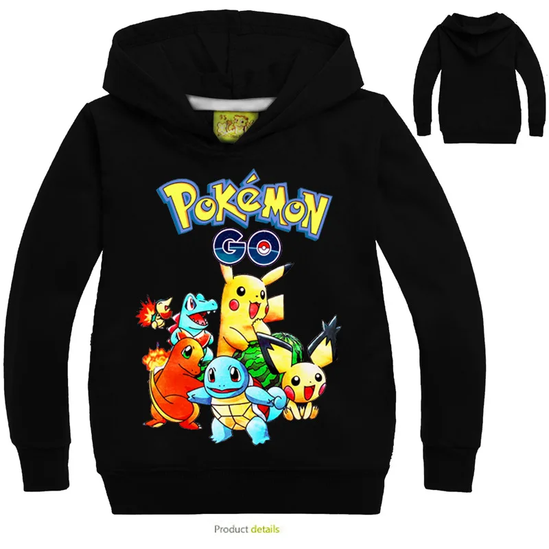

2019 New Spring sweatshirt Cotton Cartoon POKEMON GO Pikachu Kids boys girls clothes long sleeve hoodies T-shirt retail