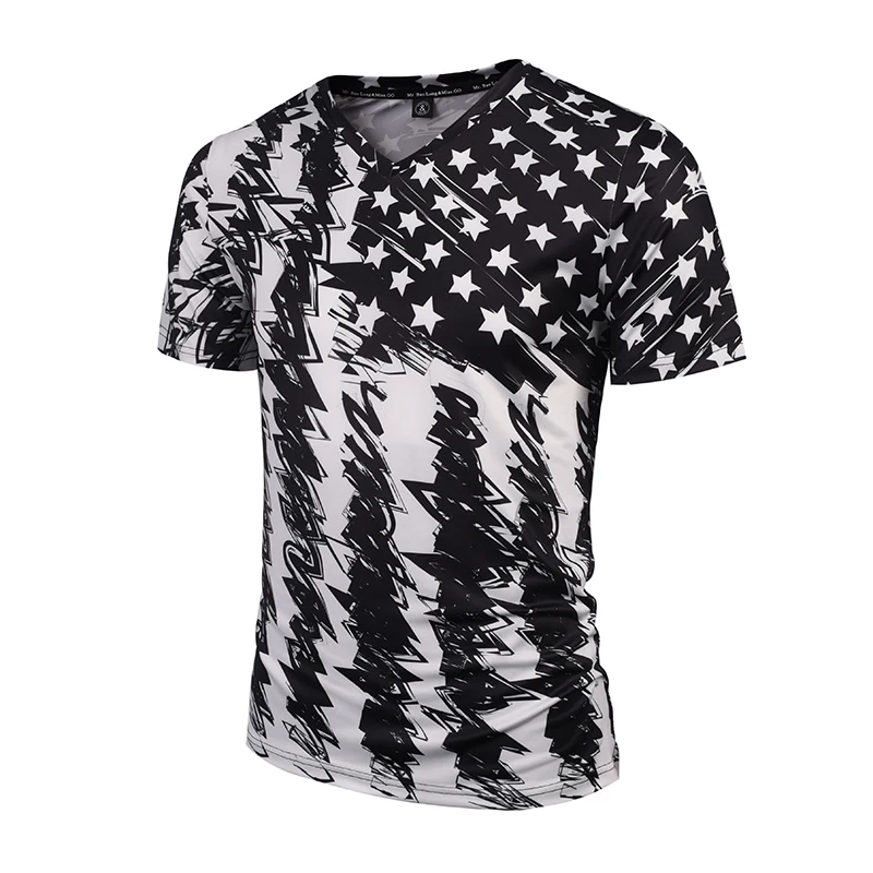

Hot Sal New Fashion Brand Tshirt Men/Women V-neck 3d T-shirt Print Skulls Roses Flowers USA Flag T shirt Summer Tops Tees