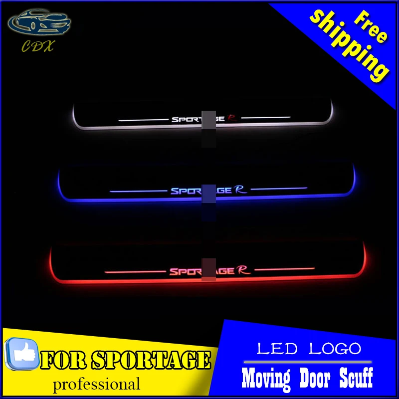 

Car Styling Welcome pedal Door Sills Moving Scuff Plate Light Panel LED Light Dynamic Rubbing Strip For KIA Sportage R 2010-2015