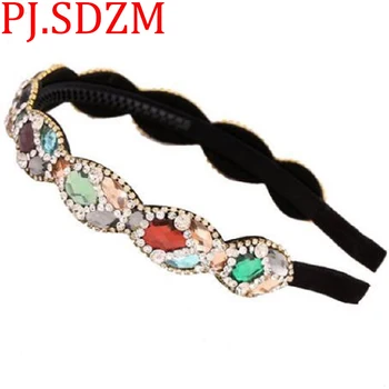 

High Grade Gift Woman Rhinestone Hair Accessory Sweet Girl Headband Austria Crystal Broadside Hair Bands OL Hairpin 3Colors