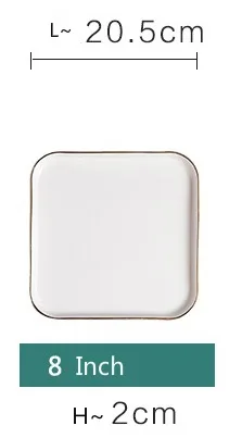 European-style Gold Ceramic Square Plate Dinner plates Household Steak Plate Tableware Container Flat Tray Pasta Dish Dishes - Цвет: b