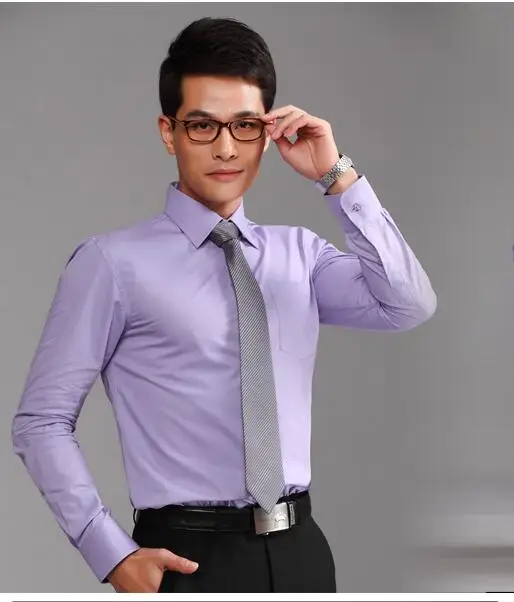 2017 High Quality Men's Shirts suit Long Sleeved Shirt Custom Pure Color Business Formal Men's