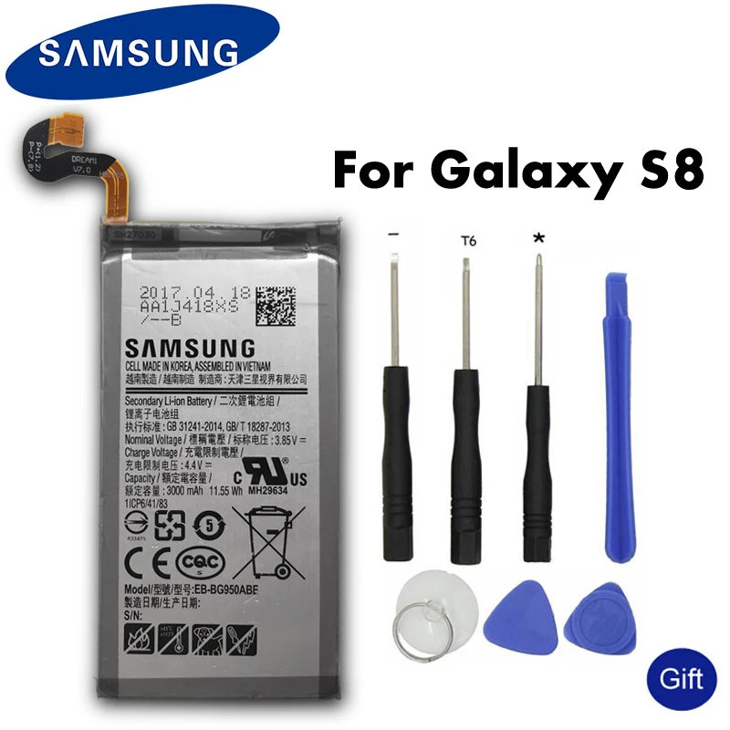 Оригинальная батарея Samsung Galaxy S8 SM-G9508 G950F G950A G950T G950U G950V G950S 3000 мА/ч, EB-BG950ABE Аккумуляторы для мобильных телефонов