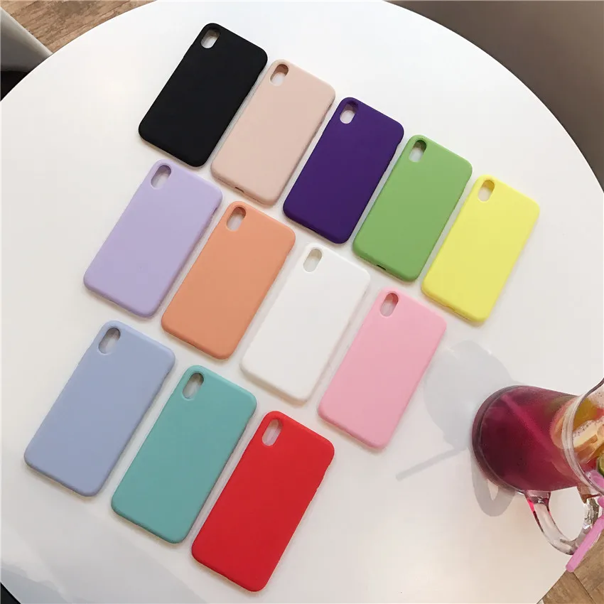 

for iPhoneX Simple Dolid Color Cell Phone Case for iphone 6 6s 7 8 Solid Silicone Tpu Protective Cover for iphone 6plus 7plus