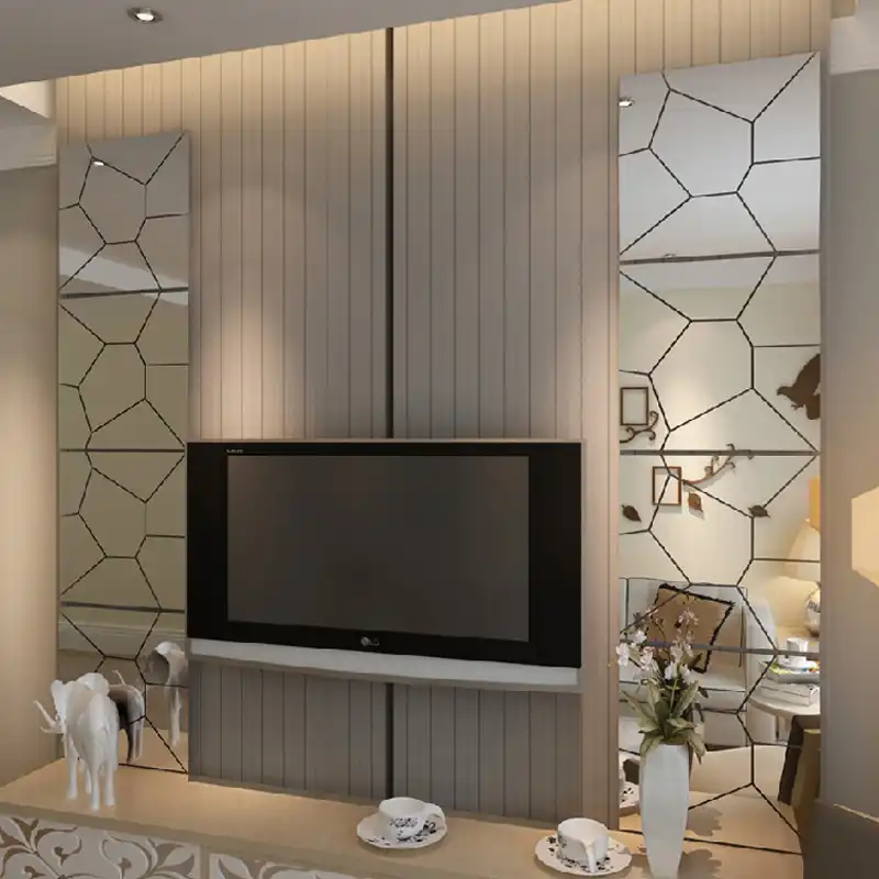 Padrões geométricos 3d acrílico espelho adesivos de parede decoração para casa decalques de parede arte espelhada adesivo sala estar decoração