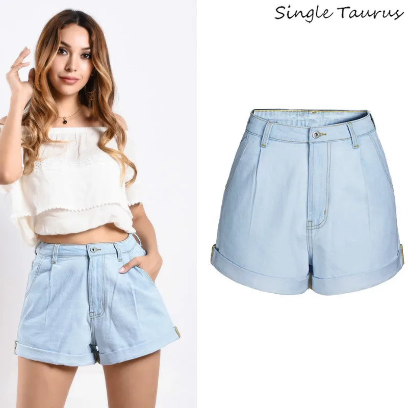 

Summer Sky Blue Jeans Shorts Women Fashion Causal Loose Preppy Style High Waisted Shorts for Women Denim Shorts Spodenki 2019