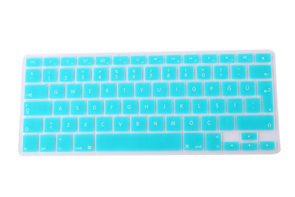 Turkish Letters Keyboard Protector for Macbook Air Pro Retina 13" 15" 17" Laptop Skin Covers for Mac book 13 15 EU Euro Version - Цвет: Skyblue