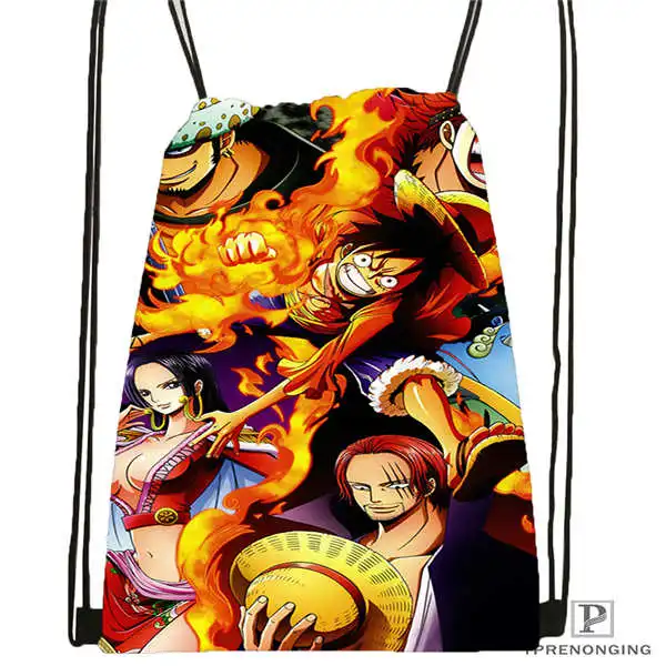 Custom Cartoon one piece Drawstring Backpack Bag Cute Daypack Kids Satchel Black Back 31x40cm 2018612 01