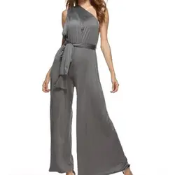 Модные обёрточная бумага для женщин комбинезон элегантный стильный широкие брюки комбинезоны с завышенной талией женский комбинезоны для