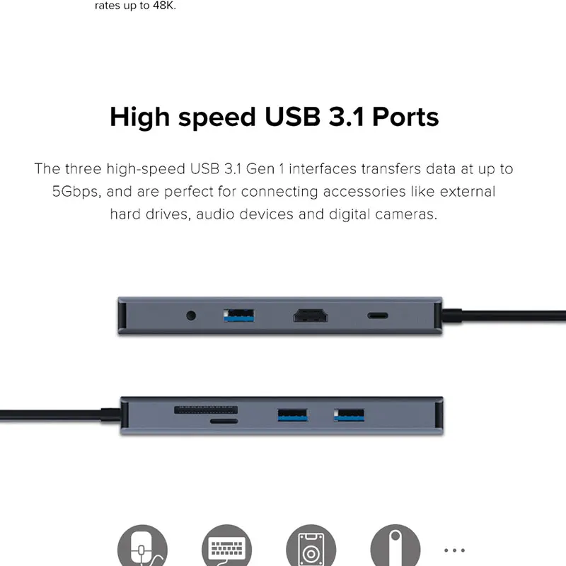 JCPAL USB-C концентратор 9 в 1 type-C PD зарядное устройство 60 Вт HDMI 4 к Lan RJ45 SD Reader USB-C док-станция алюминиевый корпус для MacBook Pro