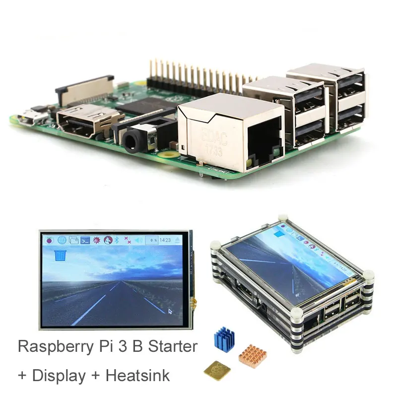 

Raspberry Original Raspberry Pi 3 Model B + 3.5 inch Touchscreen + Case+ Power +HDMI + Heatsink *3 + English instructions+Stylus