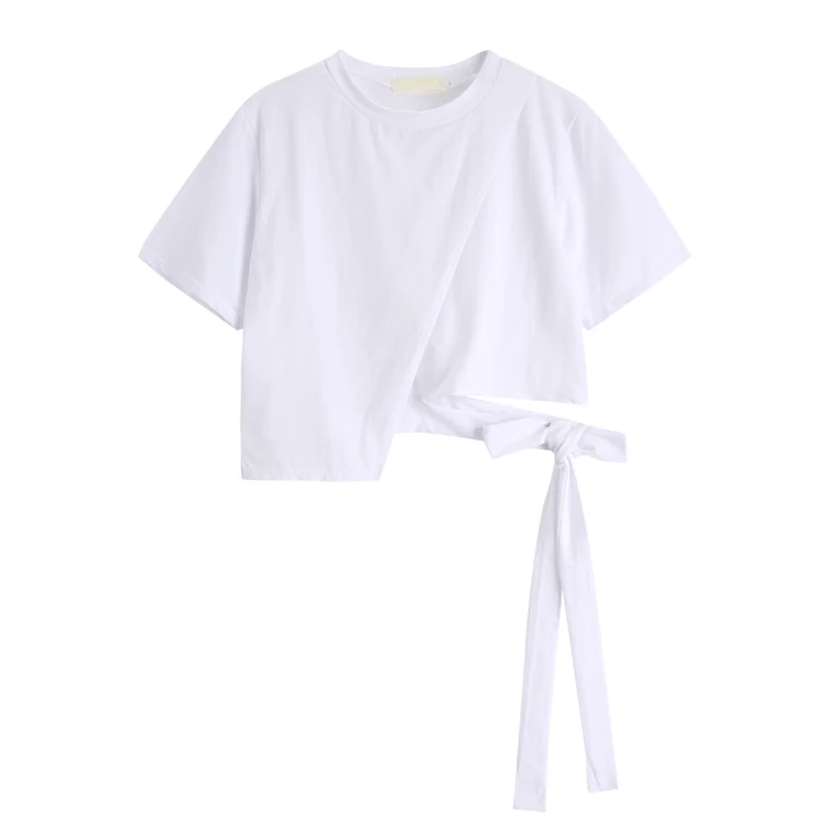 

New Summerlt Loose Sleeve 19 Wind S Web Celebrity Design Feeling Bind Small Short Blouse Shirt White Black 3884