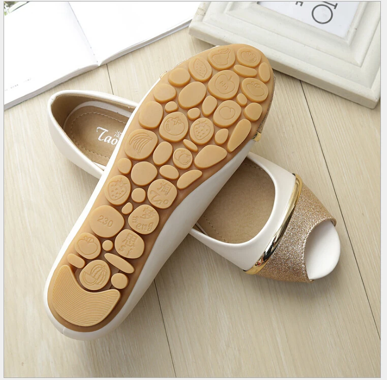 Casual Peep Toe Women Flat Shoes Summer Black Shoe Slip On Ladies Boat Shoes Plus Size 33-43
