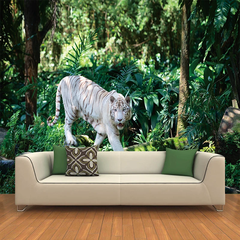 Креативные обои с изображением леса животных тигра, холст, диван, ТВ, фон, фотообои для гостиной, спальни, домашний декор