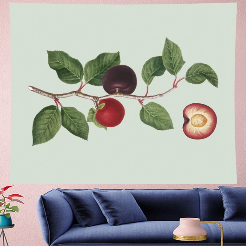

GN.PAPAYA Fresh style friuts wall hanging painting Plum Tapestries kids room tapestry Wall Tapestry Hanging Home Decor