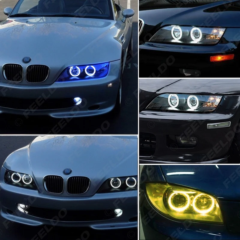 FEELDO 1 набор(4X120 мм) автомобиля гало кольца с подсветкой на флуоресцентных лампах Ангельские глазки светодиодный фары для BMW E32 E34 E30 DRL авто-Стайлинг# AM4164