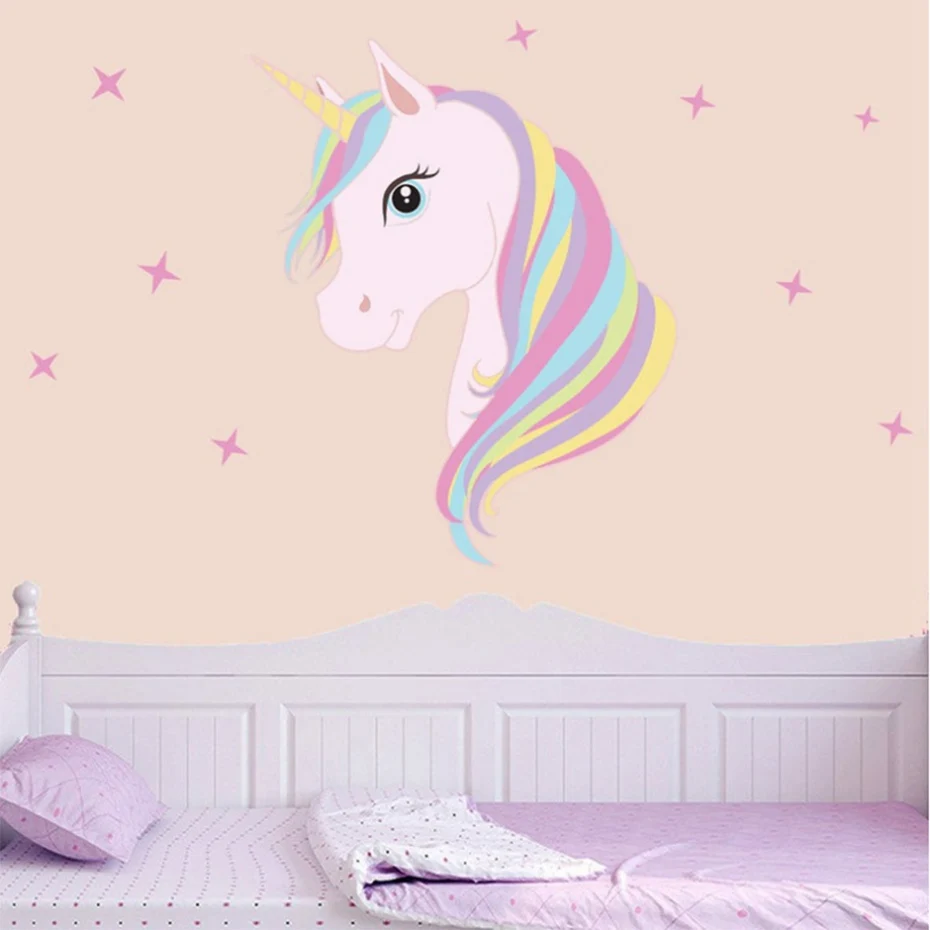 Fairy Unicorn Star Heart Wall Stickers Removable Girls Kids Nursery Room Decor