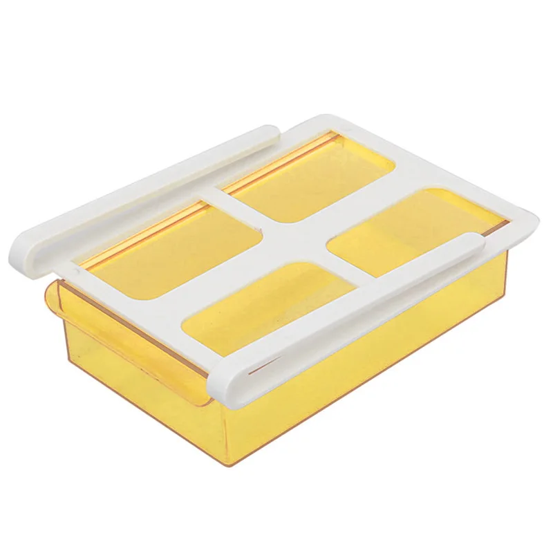 1 шт., кухонный стеллаж для холодильника, органайзер, холодильник, пластиковый держатель для хранения, стеллаж для хранения, креативная кухонная Экономия пространства - Цвет: 21x15x7.3cm yellow