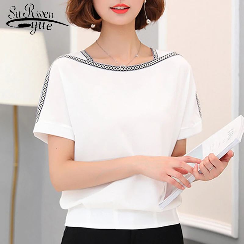 En Ligne Mode femmes blouse chemise 2018 de causalité plus la taille à manches courtes femmes tops chemisier en mousseline femmes shirt blusas femininas 0370 30