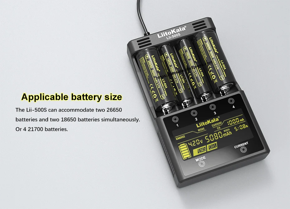 Умное устройство для зарядки никель-металлогидридных аккумуляторов от компании LiitoKala: Lii-500S зарядное устройство 18650 зарядное устройство для 18650 26650 21700 батареи Тесты емкость аккумулятора сенсорное управление