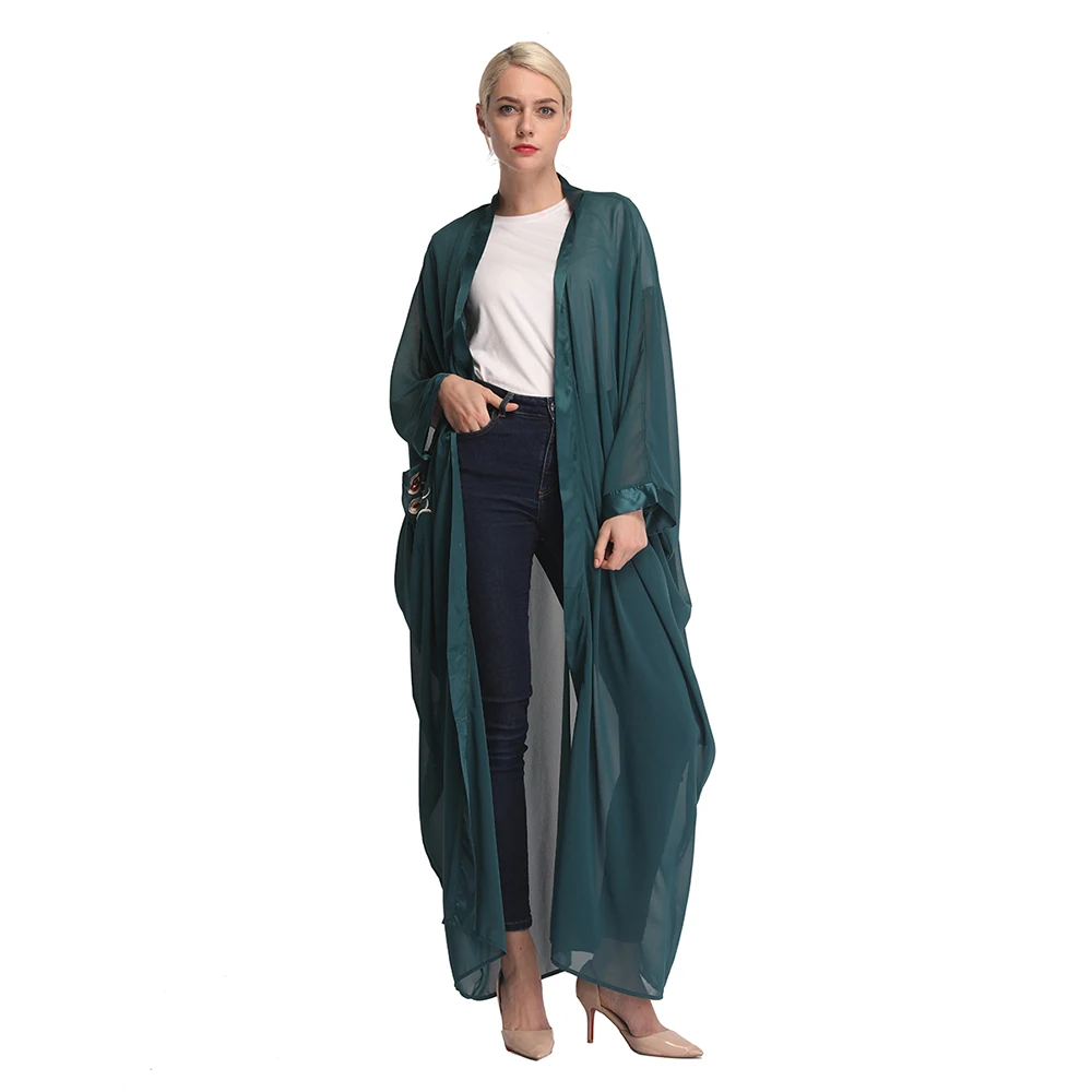 

Arabic Lace Embroidery Abaya Muslim Women Fine Long Cardigan Kaftan