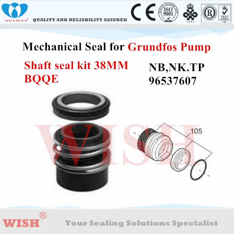 

Grundfos 96537607 BQQE seal kit 38MM shaft for mechanical seal pump Grundfos NB, NK, TP series