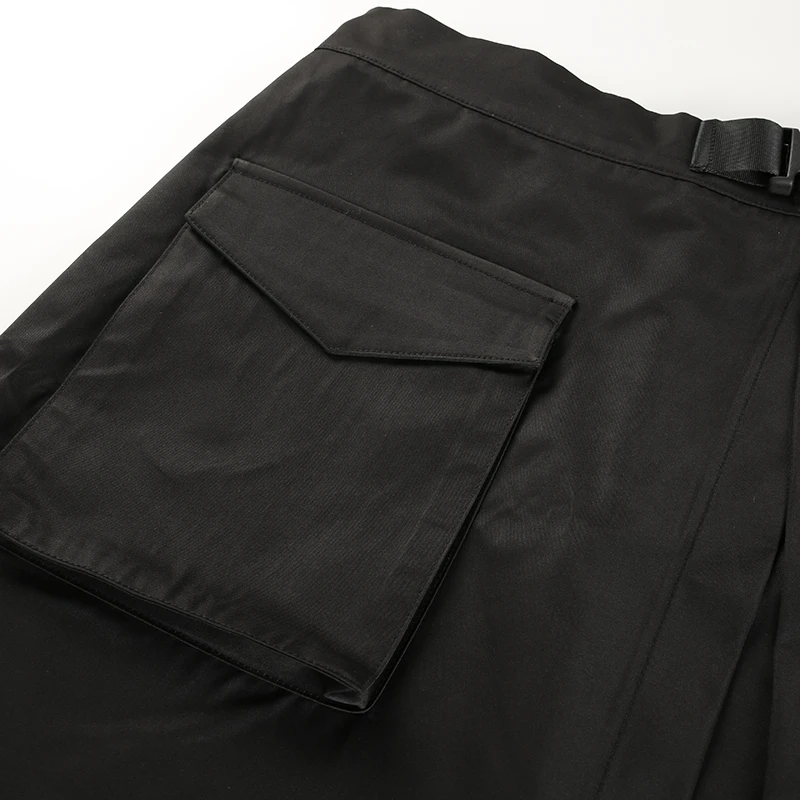 Sweetown Осень Лето Корейская мода юбки с пластиковой пряжкой ремень женская уличная черная Однотонная юбка с высокой талией Harajuku