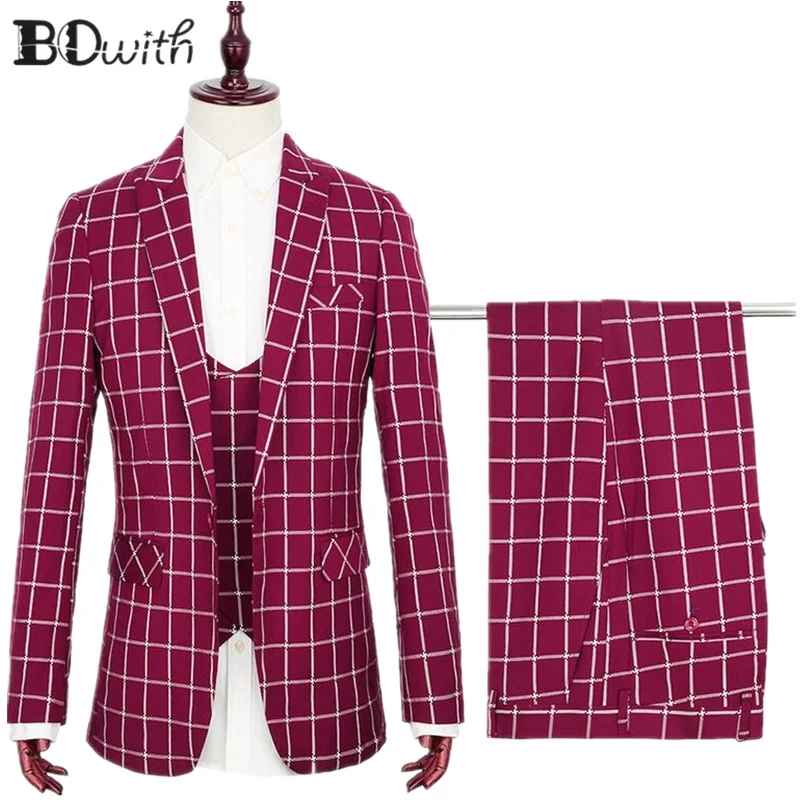 

High Quality Plain Fushi Wedding Men Suit Peaked Collar One Button 3 PCs Jacket+Pants+Vest for Wedding Groom Tuxedos Formal Suit