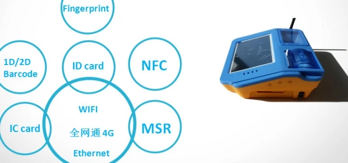 NFC штрих сканер отпечатков пальцев IC Кредитная карта Розничная pos-терминалов платежный терминал Andorid Планшеты